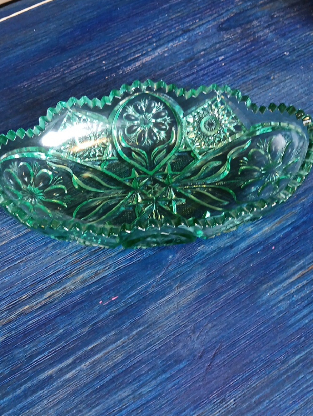 Green Pressed Glass Decorative Dish - Home Accents